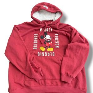 Disney Mickey Mouse Classic Original Forever‎ Red Hoodie XXL 2XL Sherpa Vintage
